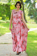 Rustic Pink Pintucks Concealed Zips Dress MOMZJOY.COM