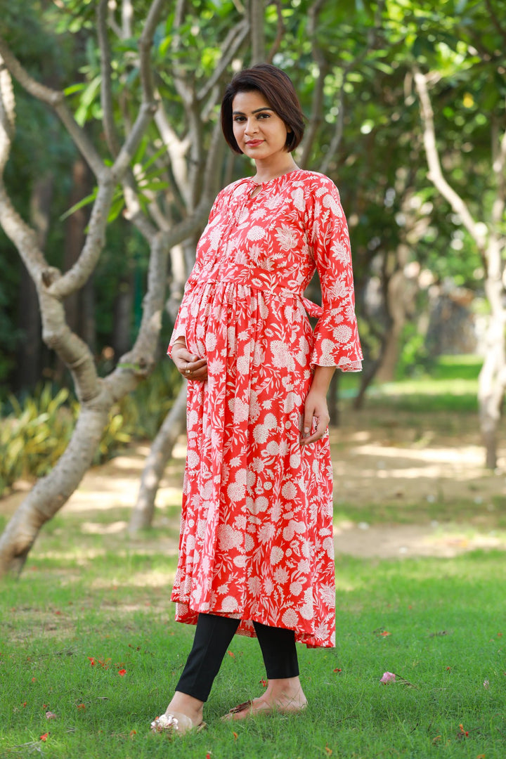 Dancing Ruby Maternity & Nursing Kurta Dress momzjoy.com