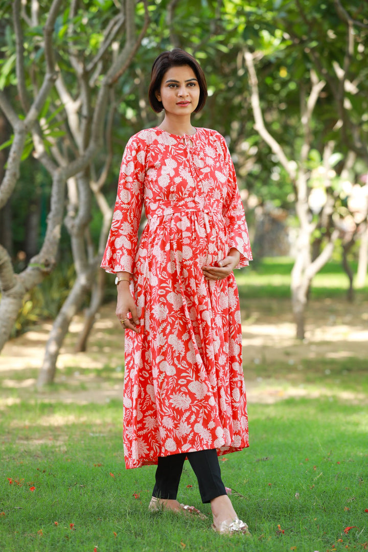 Dancing Ruby Maternity & Nursing Kurta Dress momzjoy.com