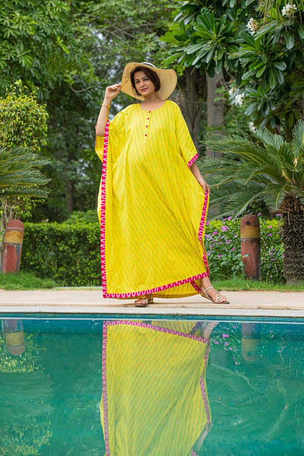 Canary Yellow Maternity & Nursing Kaftan Dress + Matching Swaddle Set Of 2 momzjoy.com