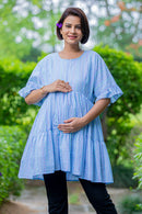 Marine Blue Layered Maternity & Nursing Top