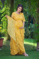 Honey Yellow Maternity Flow Dress momzjoy.com