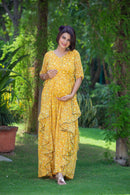 Honey Yellow Maternity Flow Dress momzjoy.com