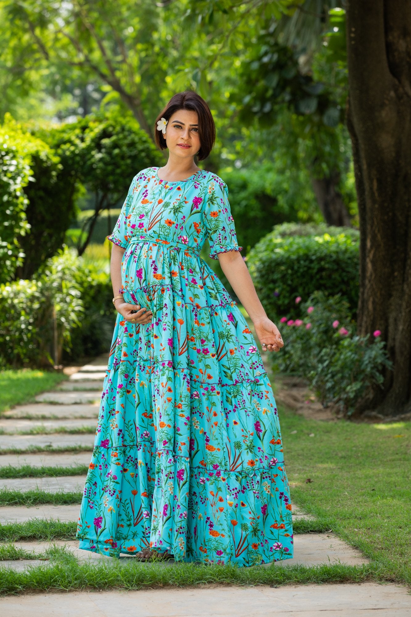 Buy BANDHANI MATERNITY NURSING Blue Gown, Pregnancy Dress for Woman, Zip  for Baby Feeding Daily Wear Kurti, Church Nursing for Breastfeeding Online  in India - Etsy