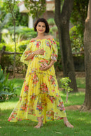 Sunshine Off-Shoulder Maternity Maxi Dress MOMZJOY.COM