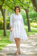 Angelic White Sweetheart Maternity & Nursing Flair Dress MOMZJOY.COM