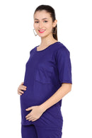 Navy Blue Maternity Top MOMZJOY.COM