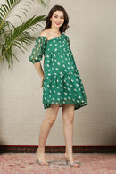 Splendid Emerald Polka Maternity & Nursing One Shoulder Knee Dress momzjoy.com