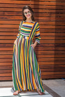 Vivacious Multicolor Striped Crepe Maternity & Nursing Maxi - MOMZJOY.COM
