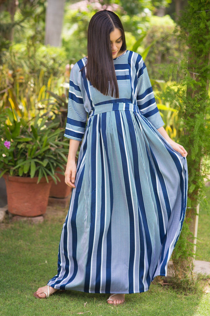 Nautical Crepe Maternity & Nursing Maxi - MOMZJOY.COM