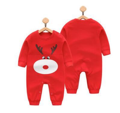 100% Cotton Cute Red Reindeer Baby Romper (0-3 months) MOMZJOY.COM