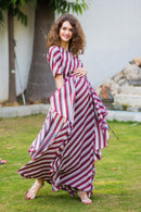 Auburn Striped Luxe Maternity Dress momzjoy.com