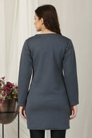 Pleasing Smokey Grey Quilted Maternity Wool Top MOMZJOY.COM