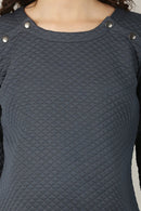 Pleasing Smokey Grey Quilted Maternity Wool Top MOMZJOY.COM