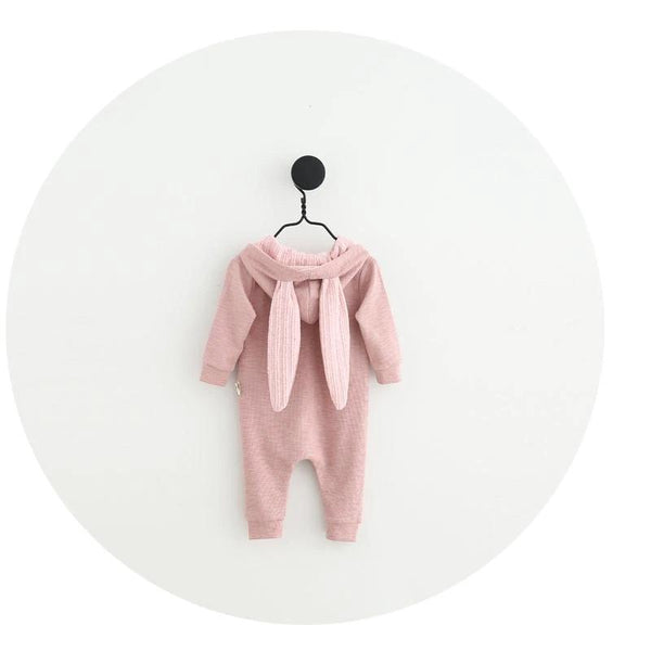 Fluffy Pink Bunny Hoodie Baby Romper (4-6 months) MOMZJOY.COM