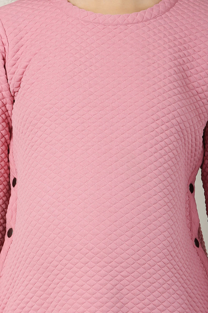 Charming Candy Floss Quilted Maternity & Nursing Wool Top MOMZJOY.COM