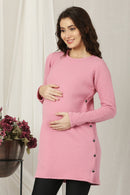 Charming Candy Floss Quilted Maternity & Nursing Wool Top MOMZJOY.COM