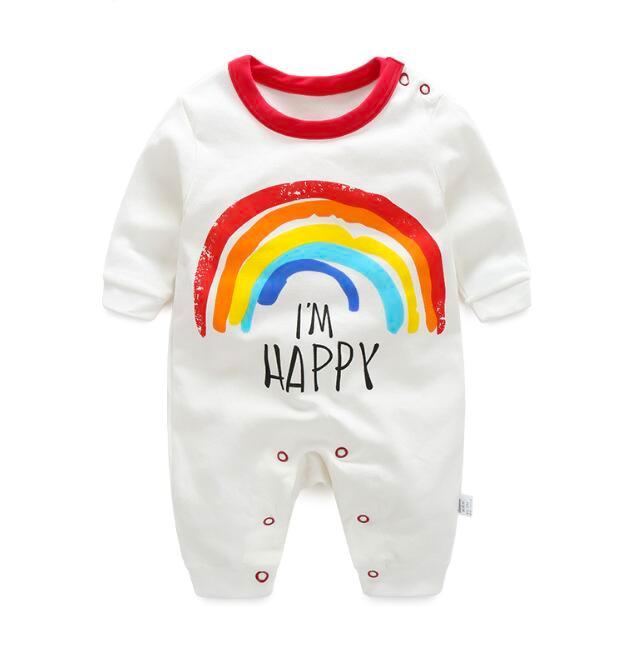 100% Cotton I Am Happy Baby Romper (0-3 months) - MOMZJOY.COM
