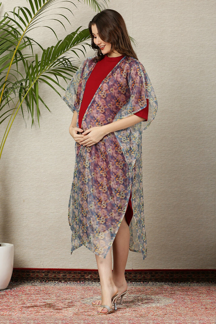 Love Breezy Blue Organza Maternity Cover Up momzjoy.com