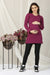Charming Plum Quilted Snap Shoulder Maternity & Nursing Wool Top MOMZJOY.COM
