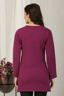 Charming Plum Quilted Snap Shoulder Maternity & Nursing Wool Top MOMZJOY.COM