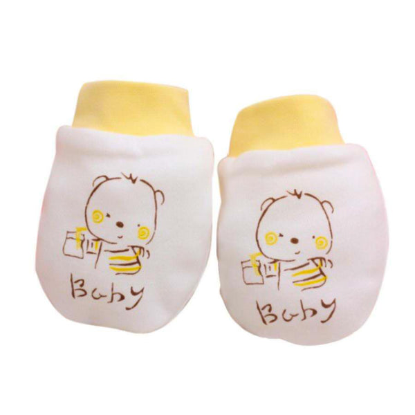 Newborn Yellow Teddy Infant Anti-Scratch Mittens MOMZJOY.COM