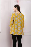 Marigold Finest Floral Art Maternity & Nursing Pintucks Top (100% Cotton) MOMZJOY.COM