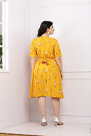 Classic Floral Mustard Flap Nursing Dress momzjoy.com