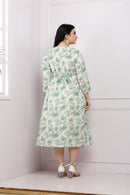 Ivory Pleasing Tropical Flap Nursing Dress momzjoy.com