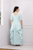 Joyful Blue Nautical Maternity Flow Dress (100% Cotton) momzjoy.com