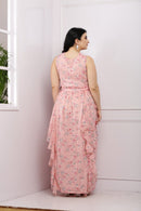 Classy Criss Cross Peach Floral Maternity & Nursing Flow Dress momzjoy.com