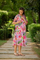 Lavender Bloom Maternity & Nursing Midi Wrap Dress momzjoy.com