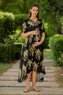 Black Tulip Maternity & Nursing Hi-Low Wrap Dress momzjoy.com