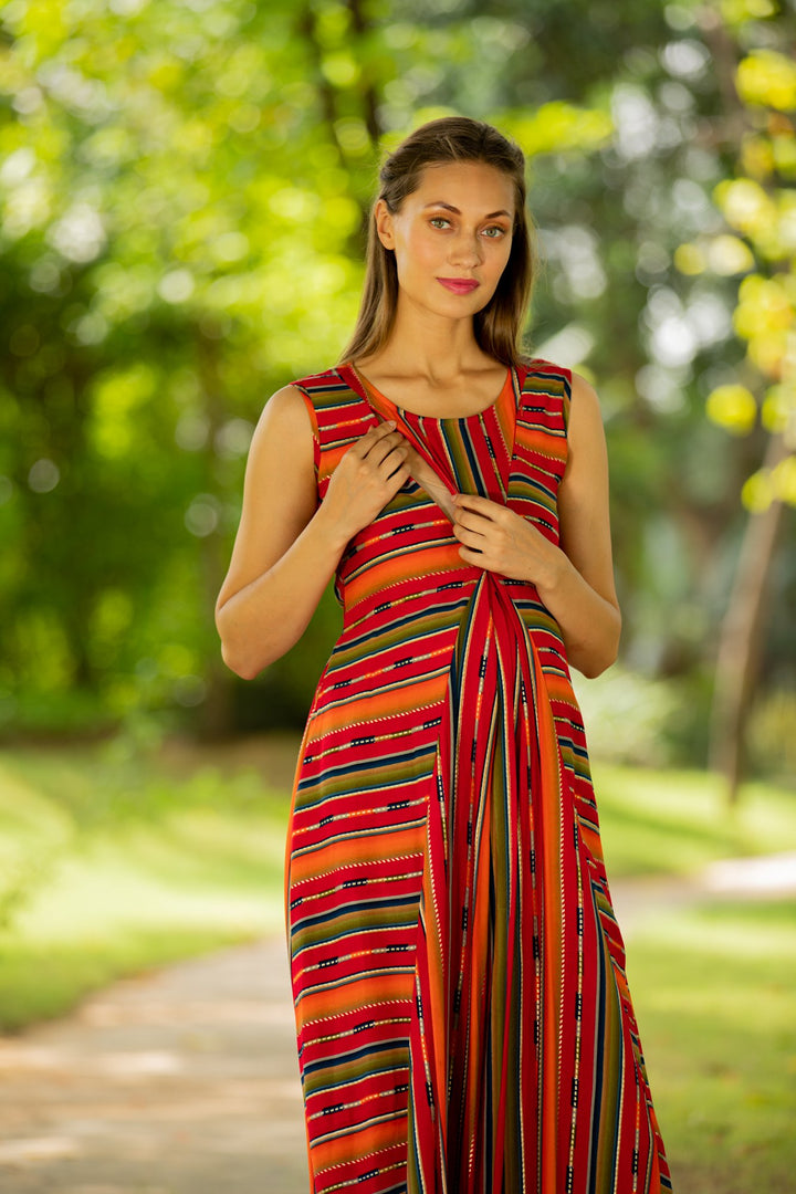 Chic Sunrise Maternity and Nursing Maxi Dress momzjoy.com