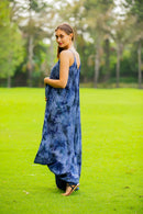 Breezy Blue Tie-Dye Cotton Maternity Jumpsuit momzjoy.com