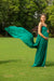 Luxe Forest Green Off-Shoulder Trail Maternity Photoshoot Gown MOMZJOY.COM