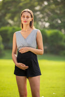 Black Over Bump Stretchable Maternity Shorts momzjoy.com