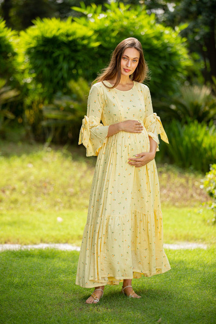 Pristine Maternity & Nursing Frill Dress momzjoy.com