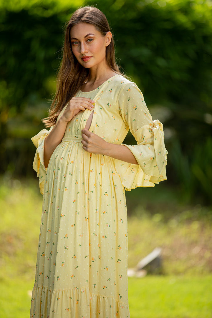 Pristine Maternity & Nursing Frill Dress momzjoy.com