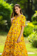 Tuscany Bloom Maternity & Nursing Frill Dress MOMZJOY.COM