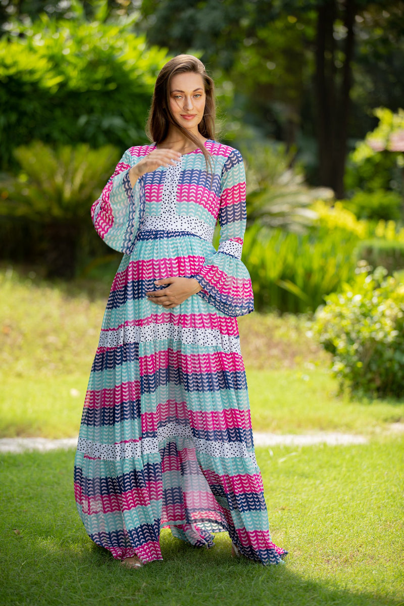 Pastel Mosaic Maternity & Nursing Dress