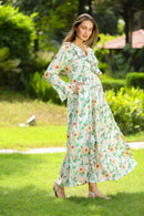 Daisy Floral Maternity & Nursing Frill Dress MOMZJOY.COM