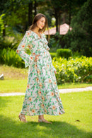 Daisy Floral Maternity & Nursing Frill Dress MOMZJOY.COM