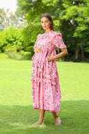 Bubblegum Blossom Maternity & Nursing Frill Dress momzjoy.com