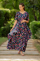 Happy Floral Maternity Flow Dress momzjoy.com