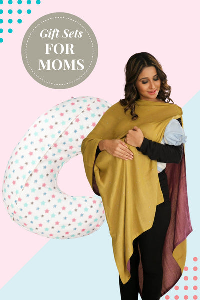 Gift Sets For Moms - Versatile Swarovski Nursing Stole & Feeding Pillow (Set of 2) MOMZJOY.COM