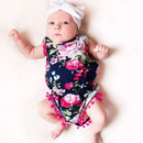 Adorable Blue Floral Baby Romper With Headband (0-6 months)
