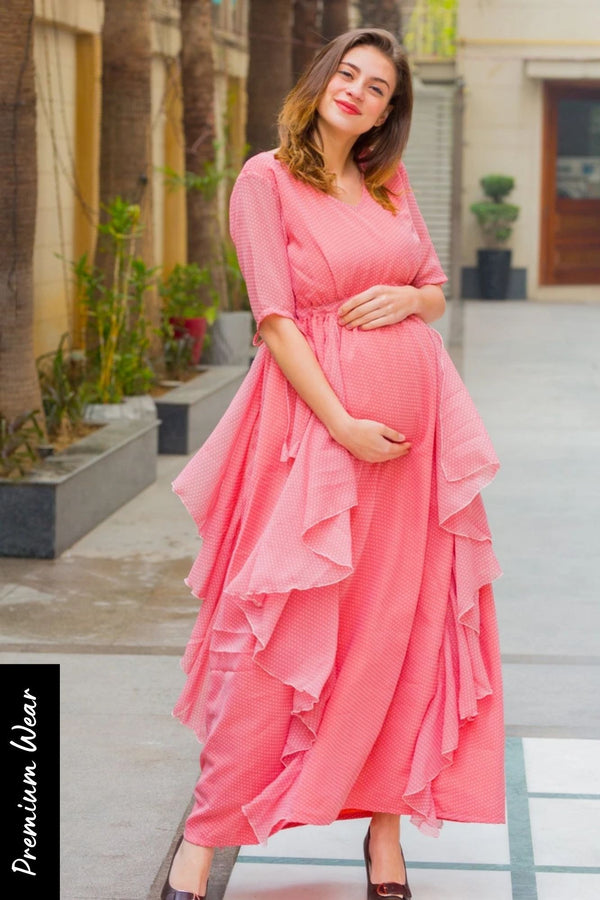 Baby Polka Maternity Flow Dress momzjoy.com