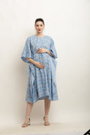 Dusty Blue Floral Maternity & Nursing Kaftan momzjoy.com