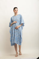 Dusty Blue Floral Maternity & Nursing Kaftan momzjoy.com